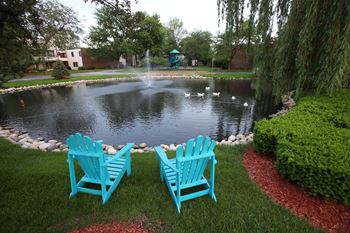 Sparkling ponds with fountains